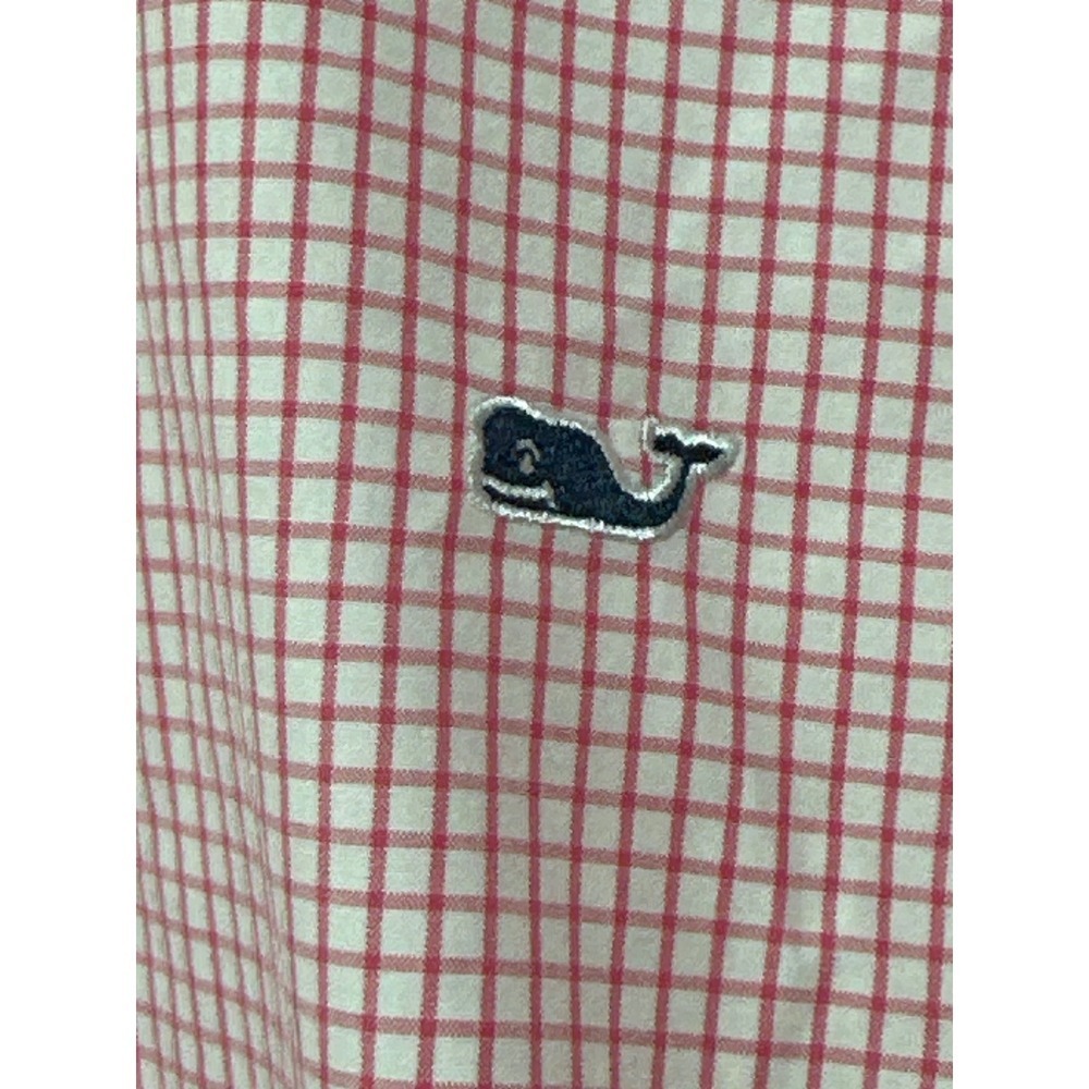 Vineyard Vines Mens Classic Fit Whale Shirt Pink White Check Cotton Large L